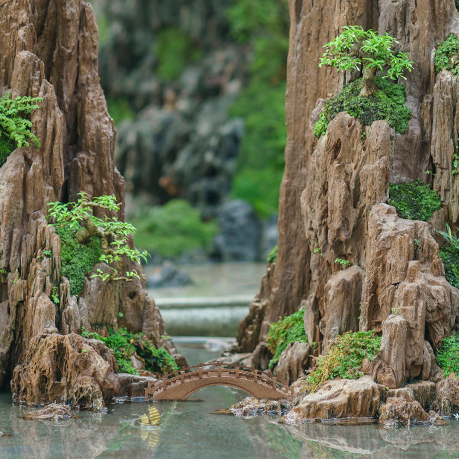 Bonsai Garden Photos - Natural Wood Arch Bridge Miniature Decor