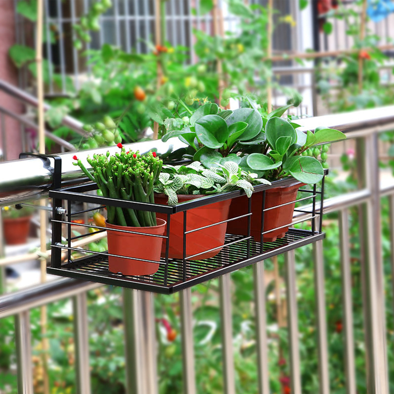 Bonsai Garden Display Stands - 1Pcs Balcony Hanging Flower Pot Rack