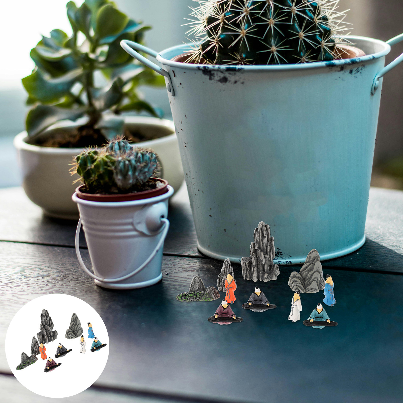 Bonsai Garden Design - 10Pcs Resin Mini Chinese Sculptures Traditional