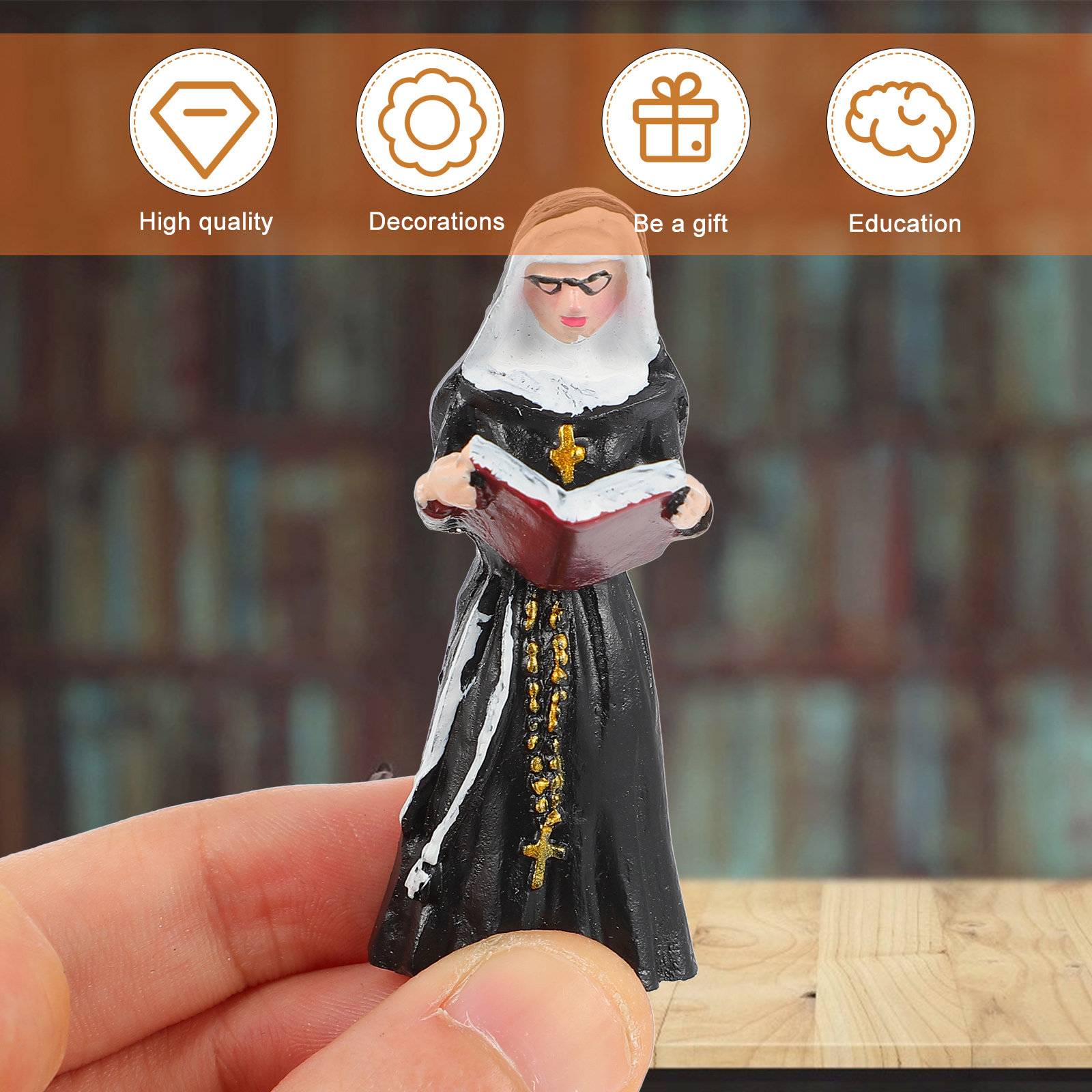 4Pcs Resin Nun Statues Stylish - Bonsai Garden Design のレビューと価格