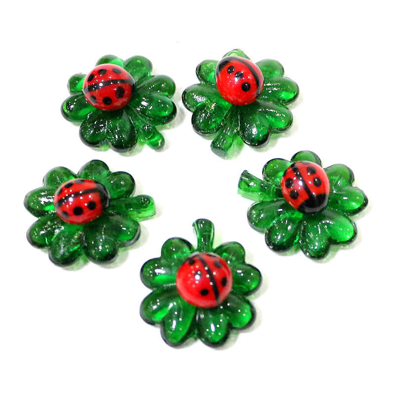 5pcs Green Mini Glass Four-Lea - Bonsai Garden Chinese Garden のレビューと価格