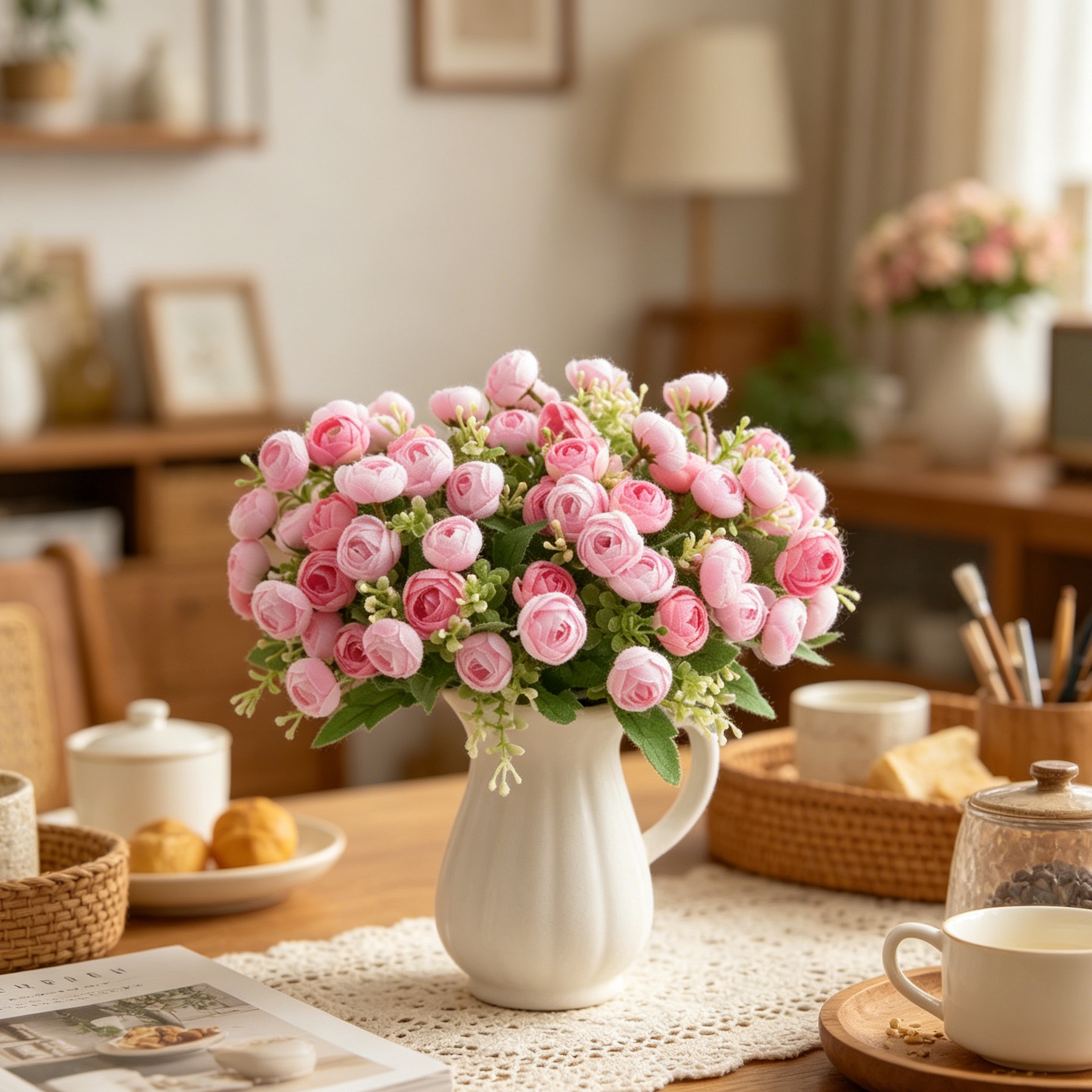 Silk Artificial Flower Tea Bud - Bonsai Garden Wall のレビューと価格