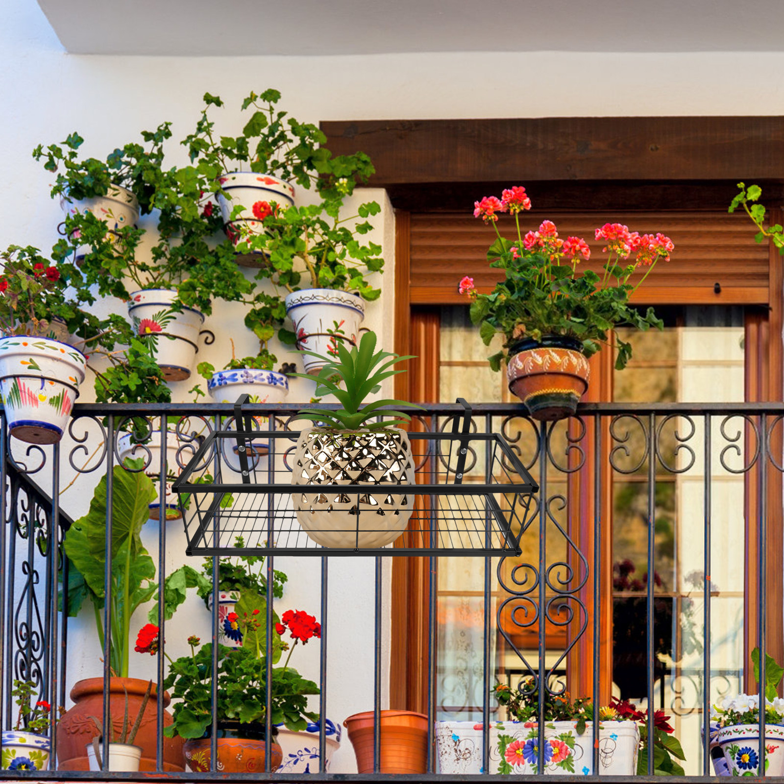 1Pcs Balcony Hanging Flower Po - Bonsai Garden Display Stands のレビューと価格