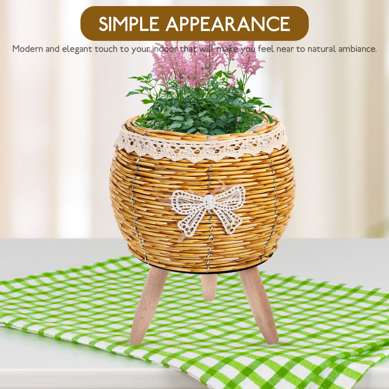 Wooden Straw Flower Pot Holder - Bonsai Garden Display Stands のレビューと価格