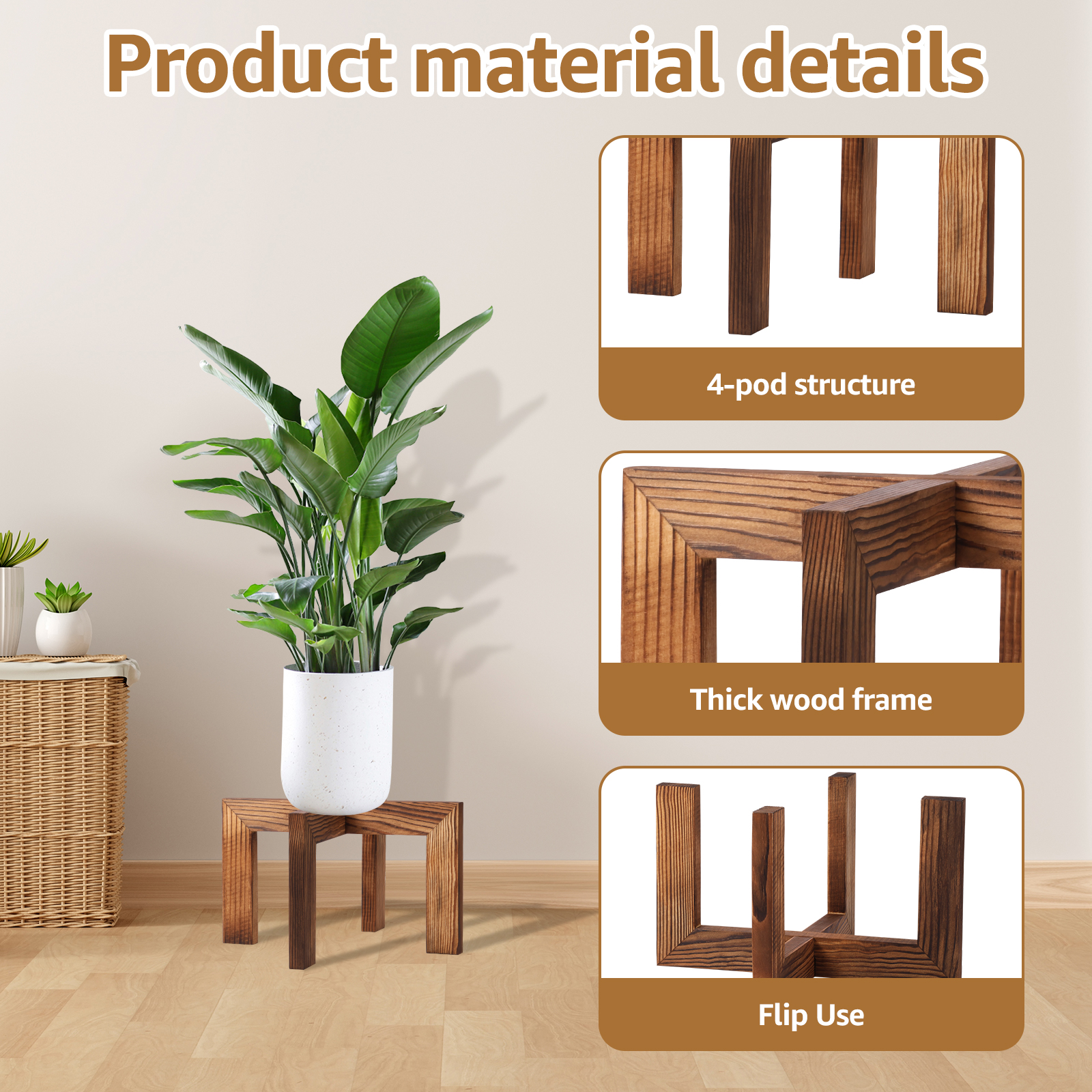 Wood Flowerpot Holder Indoor F - Bonsai Garden Display Stands のレビューと価格