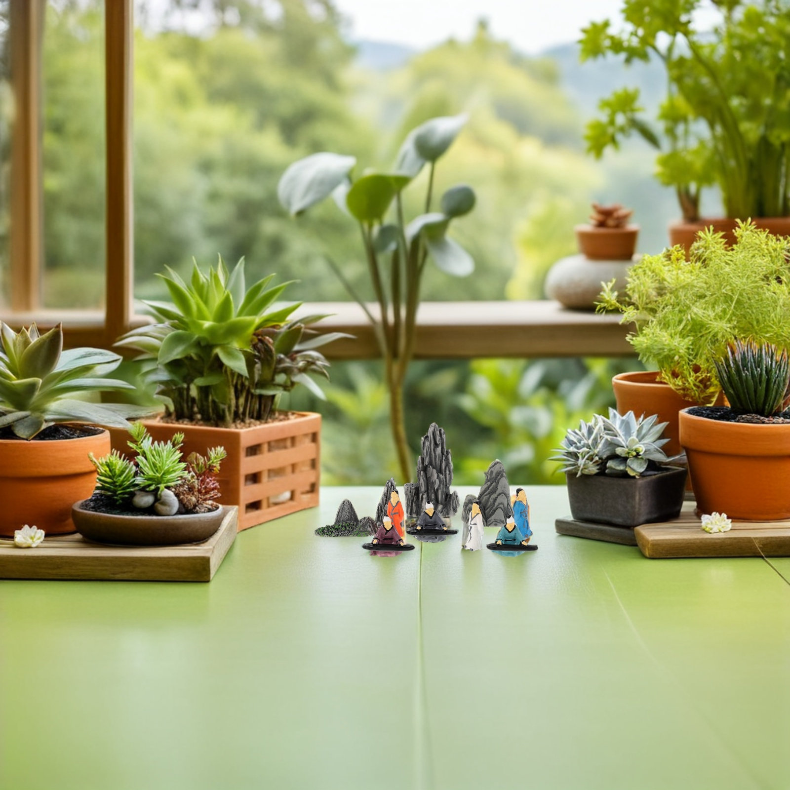 10Pcs Resin Mini Chinese Sculp - Bonsai Garden Design のレビューと価格