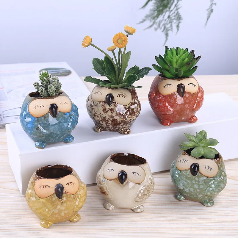 Mini Ceramic Owl Succulent Pla - Bonsai Garden Wall のレビューと価格